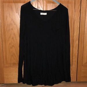 Abercrombie black long sleeve v neck pocket shirt